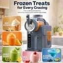 SYINTAO Slushie Machine No Ice Needed, 2-in-1 Frozen Drink & Soft Serve Ice Cream Maker, Self-Chilling Slushy Maker with 5 Presets, LED Display & Auto Clean for Home & Party (Blue&Gray)