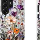 DEENAKIN for Samsung Galaxy S26 Ultra Case Cute,Aesthetic Stained Glass Wildflowers Girly Shell,Compatible with Magsafe,Unique Retro Western Protective Slim Silicone Phone Cover for Women Girls (Marbled Floral Veins)
