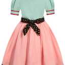 SIZGAROOT 50s Outfit for Girls 50s Costume Girls Poodle Skirt Halloween Party Dress Up (4-6 Years)