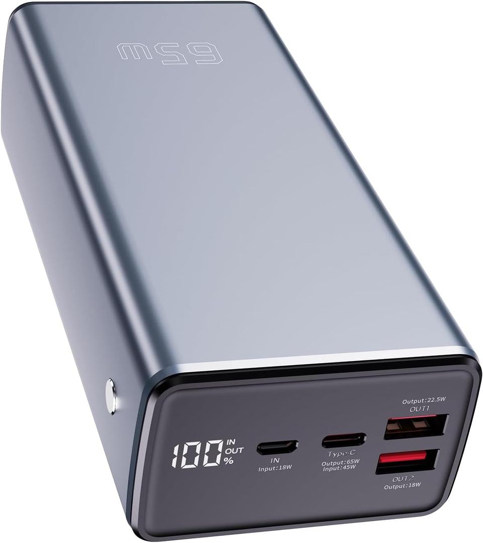 65W Laptop Power Bank 50000mah Fast Charging, Large Travel Laptop Battery Power Bank for Camping, USB C LED Display Portable Phone Charger Battery Power Banks for iPad Tablet Outdoor, Count of 4