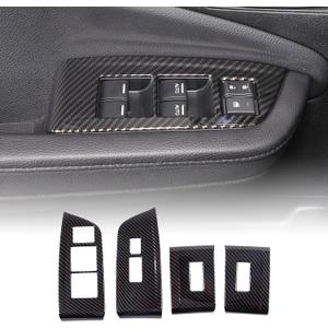 4PCS Window Lift Switch Panel Frame Cover Trim for Honda Pilot 2016-2022/ Passport 2019-2023, ABS Material Car Door Window Glasses Lifter Button Decoration Accessories (Carbon Fiber Pattern)