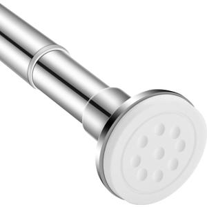Shower Curtain Rod Adjustable 40-72 Inch, 1 Inch Diameter Spring Tension Shower Rod No Drilling Non Slip, Brushed Nickel (40-72, Silver)