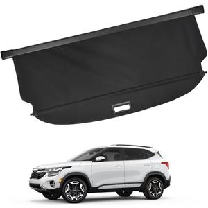 XhuangTech Retractable Cargo Cover for K-IA Seltos 2024-2025 | Rear Trunk Shield Shade Curtain | Luggage Shielding Privacy Security Screen | Black