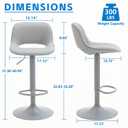 YOUNIKE Bar Stools Set of 2 All Grey Swivel Barstools, Compact Adjustable Counter Height Bar Stools Faux Leather Upholstered Counter Stools with Hollow Back for Kitchen Island