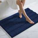 Yimobra Bathroom Rug Mat 44 x 24, Non Slip and Super Absorbent Bath Mat,Machine Washable Quick Dry,Ultra Plush Chenille Shower Rugs for Bathroom Floor Sink Tub and Shower Outside,Navy Blue