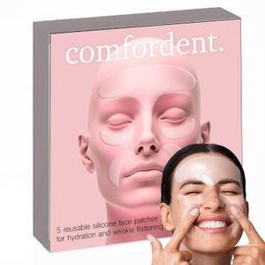 Reusable Silicone Face Patch Set - 5 Wrinkle Patches for Overnight Fine Line & Crease Flattening - Forehead, Under-eye and Smile Lines Repair (5 Count (Pack of 1))