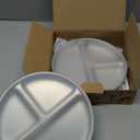 Elk and Friends Stainless Steel Divided Plates with Silicone Sleeve for Babies & Toddlers | Lids Included | Stay Put Suction | Dinner & Snack Plates | 2 Pack (Sage/Misty Blue)