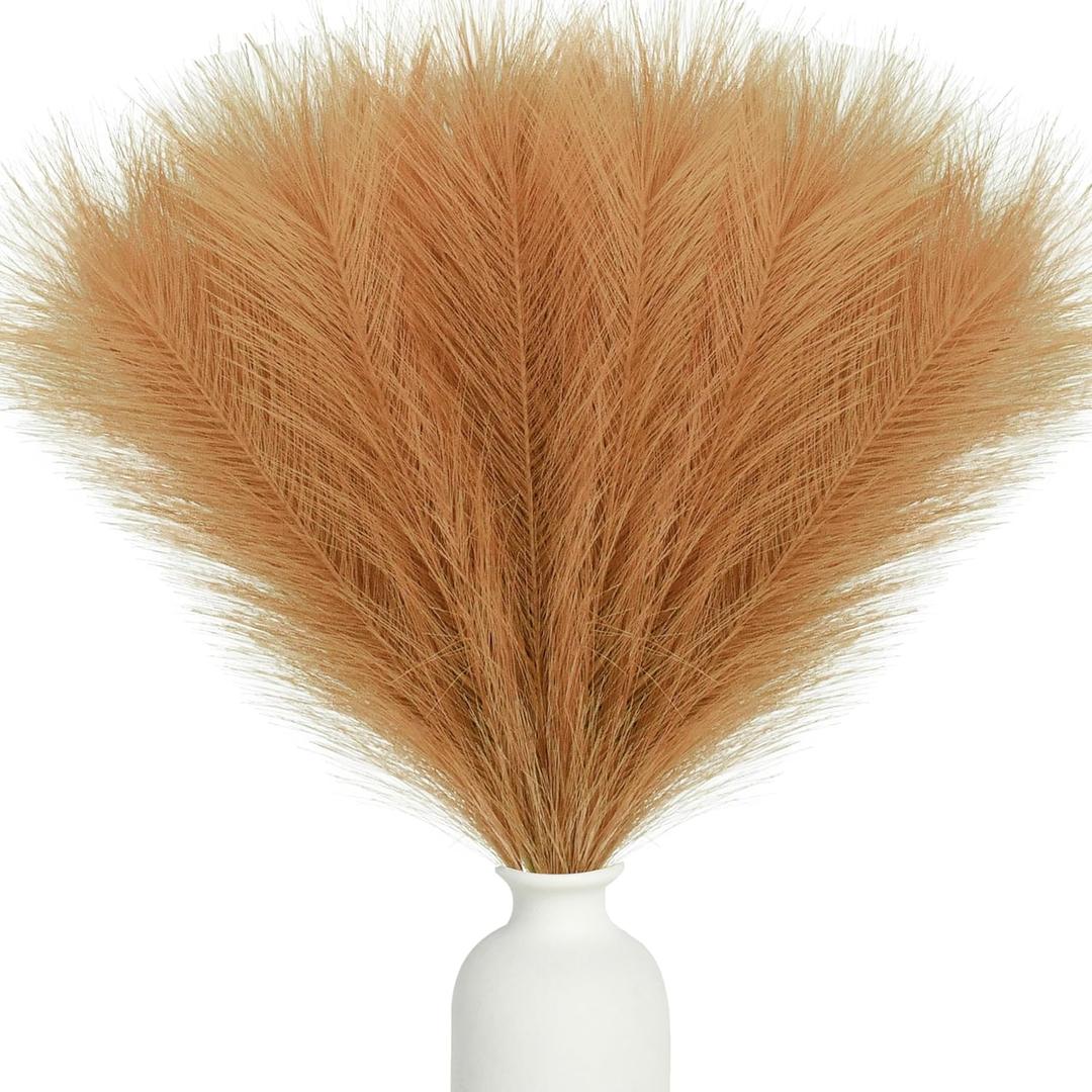 Mandy's Brown Silk Pampas Grass Bouquet 20 Stems 17.7in Fluffy Artificial Pampas with Bendable Stems for Valentine's Day and New Year Decorations Wedding Centerpiece Home Boho Dcor