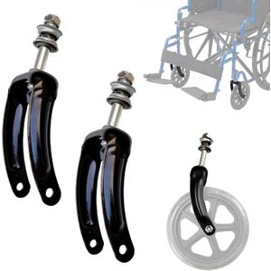Wheelchair Front Wheel Fork Replacement Parts for 8" Wheel, Heavy Duty Steel Steel Replacement Bracket for Transport Chairs, 2 Pcs(Black)