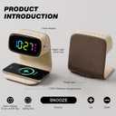 Digital Alarm Clock with Wireless Fast Charging Station 15W Touch Smart Lamp for Bedside,3 Colors Nightlight Adjustment Night Lamp for Living Room,Bedside,Heavy Sleepers (Woodgrain+Cable&Adapter)