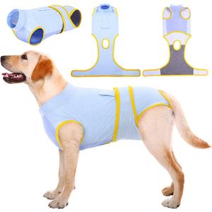 Kuoser Recovery Suit for Dogs Cats After Surgery, Professional Pet Recovery Shirt Dog Abdominal Wounds Bandages, Substitute E-Collar & Cone,Prevent Licking Dog Onesies Pet Surgery Recovery Suit (Gray, L)