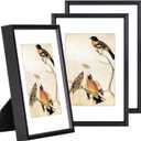 3.5x5 Picture Frame Set of 3, Black Metal Photo Frames with HD Glass, Fits 2.5x3.5 with Mat or 3.5x5 without Mat, Wall Hanging and Table Display