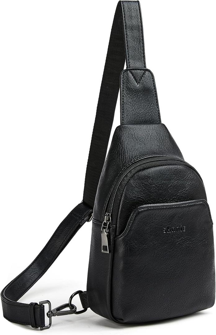 Shrrie Small Sling Bag for Women Fanny Pack Crossbody Bags for Women Trendy,Chest Bag for Women Men for Travel (1-1 Two -Tone Black)