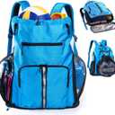 GEMIU Sandproof Beach Bag for Men Women Swim Bag with Wet Pockets with Mesh Shoe Drawstring Bag and Wet-Proof Pockets for Toiletries, Towels, Gym, Travel Blue