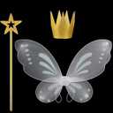 Sratte 3 Pcs Girls Fairy Costumes Fairy Star Wand and Gold Crown Fairy Wings for Girls Halloween Party Accessories Dress up Birthday Decorations