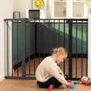 Babelio 36" Tall Baby Gate, 29-48" Auto-Close and Pressure Mounted Baby Gate for Stairs, Doorways, Hallway, PressGuard P7, Easy Walk Thru Pet Gate, Black