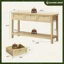 SUPERJARE Rattan Console Sofa Table with Outlets and USB-C Port, 3 Drawer Entryway Table with Synthetic Rattan Surface, Open Shelf, Behind Couch Entry Foyer Hallway Storage, Natural, 11"D x 47.2"W x 31.5"H