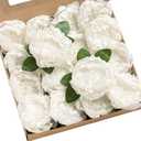 Ling's moment Flowers 16pcs White Blooming Peonies Artificial Flowers with Stem, Artificial Peony Flowers for DIY Wedding Decorations Centerpieces Bouquets Boutonnieres (Wht-pure White)