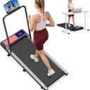Walking Treadmill Pad with 8% Incline & Handle Bar | 4-in-1 Compact Under Desk Walking Treadmill Pad with 265 lbs, App& Remote Control,Quiet Space Saving Design for Home Office