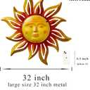 Large Size 32Inch Metal Sun Outdoor Wall Art Decor Large, Hanging for Indoor Outdoor Patio Garden Fence Deck Yard Pool Wall Sculpture Decoration for Living Room Bedroom