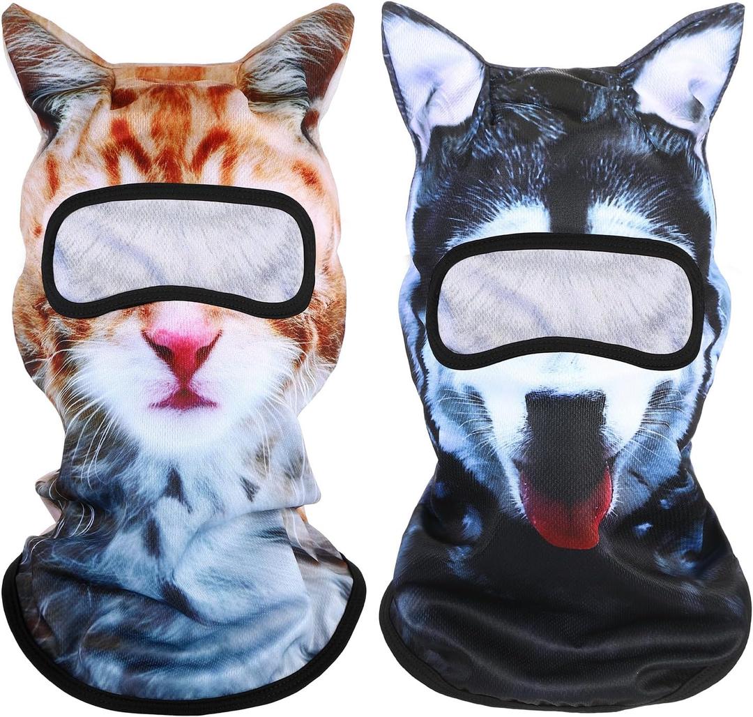 Shyyween 3D Cat Ski Mask Dog Balaclava Sheisty Breathable Cycling Mask Ice Silk Face Cover for Sunscreen Protection Outdoor