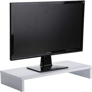 Mind Reader Woodland Collection, Monitor Stand, 33 lb. Capacity, Desktop Organizer, White