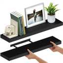 Ballucci Floating Shelves for Wall, 36" Wood Wall Shelf Set of 2, with Invisible Brackets for Bathroom, Living Room, Bedroom, Kitchen, Nursery, 8" Deep, Black