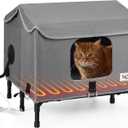 Heated Outdoor Cat House,Weather-Resistant Insulated Cat Shelter with Elevated Stand,Winter-Ready for Stray Cats, No Assembly Needed,17"x15"x13" (Grey)