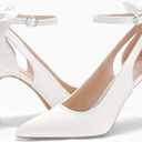 PiePieBuy Women's Pointed Toe High Heels Ankle Strap D'Orsay Pumps Shoes Bow Wedding Bowtie Back Dress Sandals (White) (8.5, White, Numeric_8_Point_5)