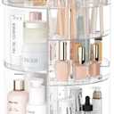 Rotating Makeup Organizer, DIY 8 Adjustable Layers Spinning Skincare Organizer, Cosmetic Display Case with Brush Holder Perfume Tray, Multi-Function Storage Carousel for Vanity Bathroom Countertop