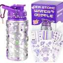 Gifts for Girls, Decorate Your Own Water Bottles with Gem Stickers, Personalize DIY Birthday Gifts for Girls Age 4 5 6 7 8 9 10, Fun Arts and Crafts Gift Ideas Toys for Kids Christmas School Gift (Purple)