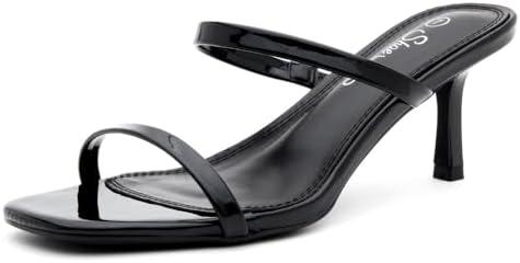 Shoe Land Kitten Heels for Women – Low Heels, Slip-On Open Toe Heeled Mules with 2 Straps, Dressy Short Heeled Sandals for Wedding, Party & Office | Trendy 2025 Size 10