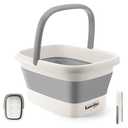 Beinilai Collapsible Foot Bath Basin for Soaking Feet,Foot Soak Tub,Plastic Foot Bucket with Handles and Massage Acupoint,Foldable Laundry Basket-Grey, 3.07"L x 13.03"W x 16.65"H