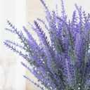 Ouddy Decor 24 Bundles Artificial Lavender Fake Flowers Faux Plastic Plants for Home Wedding Kitchen Garden Patio Window Box Office Table Centerpieces Indoor Outdoor Decor, Gray Purple