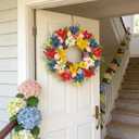 18 Inch Artificial Easter Wreath, Colorful Floral Easter Wreath&Egg Decor,Home Decor for Table, Mantel, Indoor Spring Decor