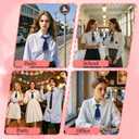 GHTIYLP Ties for Women Pre-tied Adjustable Womens Tie, Strap Striped School Girl Tie for School Uniform Graduation Office (Blue)