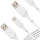 Belkin USB A to USB C Cable 2-Pack, 3.3ft, 15W - Type C Charger, iPhone Charger Cord for iPhone 16 & 15, Galaxy S25, Pixel 9, iPad Pro, Airpods Pro, Switch, CarPlay & More - White