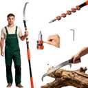 AgiiMan 30FT Reach Pole Saws for Tree Trimming, Pole Saws with 5-24FT Telescoping Extension Pole Pruning Pole Saw with 24" Blade Manual Pole Saw for Tree Pruning Forestry Yard Garden, and Patio