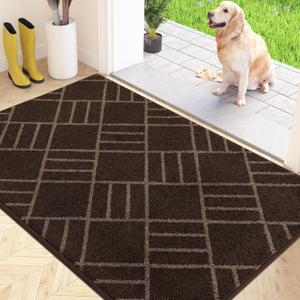 Non Slip Entryway Rug 32" x 48", Dirt Trapper Door Mat, Inside Washable Rug for Kitchen, Bathroom, Bedroom, Floor (Brown)