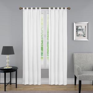 White Curtains for Living Room Thermal Insulated, 50% Light Blocking Curtains for Bedroom, Dining Room Window, W 42x L 31 Inch, Set of 2 Rod Pocket Curtain Panels