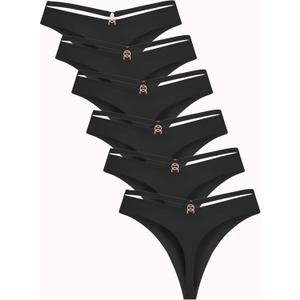 READY TO LOVE Women's Underwear Seamless Thongs 6 Pack No Show Thong Breathable Invisibles Hollow Out Sexy Panties Underwear (Large)