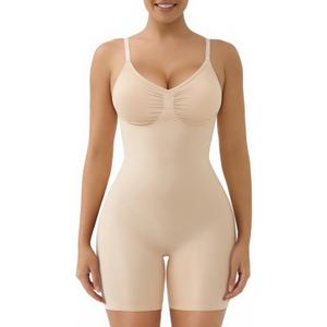 SHAPERX Seamless Bodysuit for Women Tummy Control Shapewear Body Shaper with Removable Pads, SZ5015-Sienna-S/ M