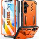 FNTCASE for Samsung Galaxy S25 Case: for Galaxy S24 Case Military Grade DropProof Protection Cover with Kickstand | Matte Textured Rugged Shockproof | Protective Sturdy Phone Case - 6.2 inch Orange