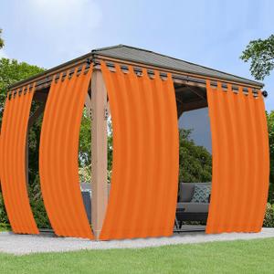 PureFit Outdoor Curtains for Detachable Sticky Tab Top Patio Waterproof  Weatherproof, UV and Fade Resistant Outside Curtains for Gazebo, Porch, Pergola, Privacy Curtain, 54 x 84 in, 2 Panels, Orange