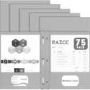 Two Pocket Folders, RAZCC 75 Pack Two Pocket Folders with Prongs, 3 Prong Folders Fit Letter Size Paper, Pocket File Folders for School Office Home Business, Grey