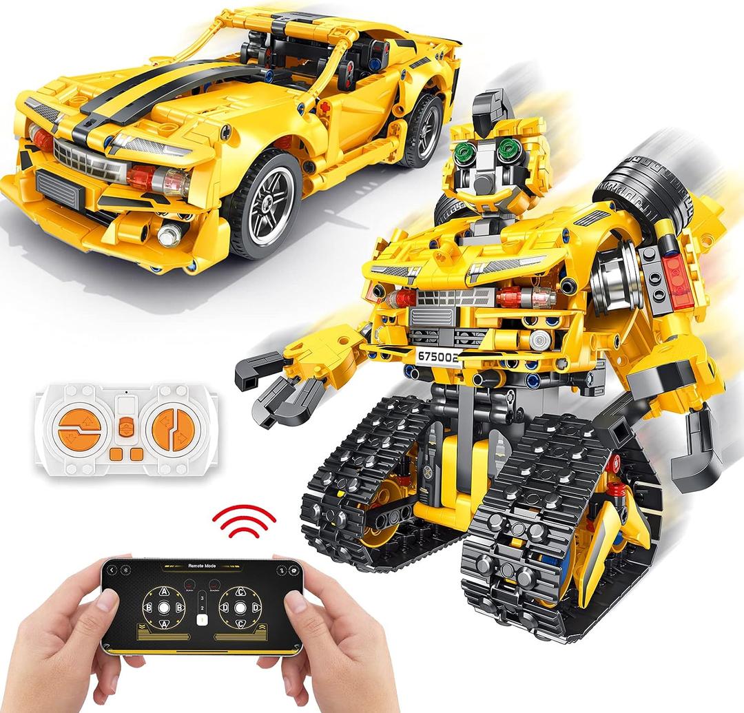 Sciencow 2-in-1 Build a Robot Kit, Remote & APP Controlled Robotic Building Blocks Toys STEM Projects for Kids Ages 8 9 10 11 12 13 14,Chirstmas Birthday Gift for Boys (RC Car)