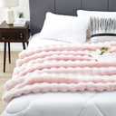 DREAMNINE Soft Faux Bubble Rabbit Fur Blanket Twin Size, Thick Cozy Decorative Warm Fuzzy Fur Blanket for Bed Couch Sofa Chair Bedroom Living Room Dorm Gift, 60 * 70 Inches, Pink