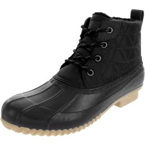 LONDON FOG Womens Winley Duck Boot (8, Black Nylon)