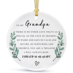to My Best Grandpa Ornament Gifts from Granddaughter 2026,Christmas for Grandfather, Grandpa Birthday Gift from Grandson Ornament Xmas Present with Gift Box(2.9")