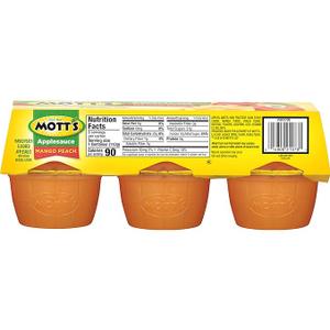 Mott's Mango Peach Applesauce, 4 Oz Cups, 30 Count (5 Packs Of 6), No Artificial Flavors, Good Source Of Vitamin C, Nutritious Option For The Whole Family, Best By: MAY 2026